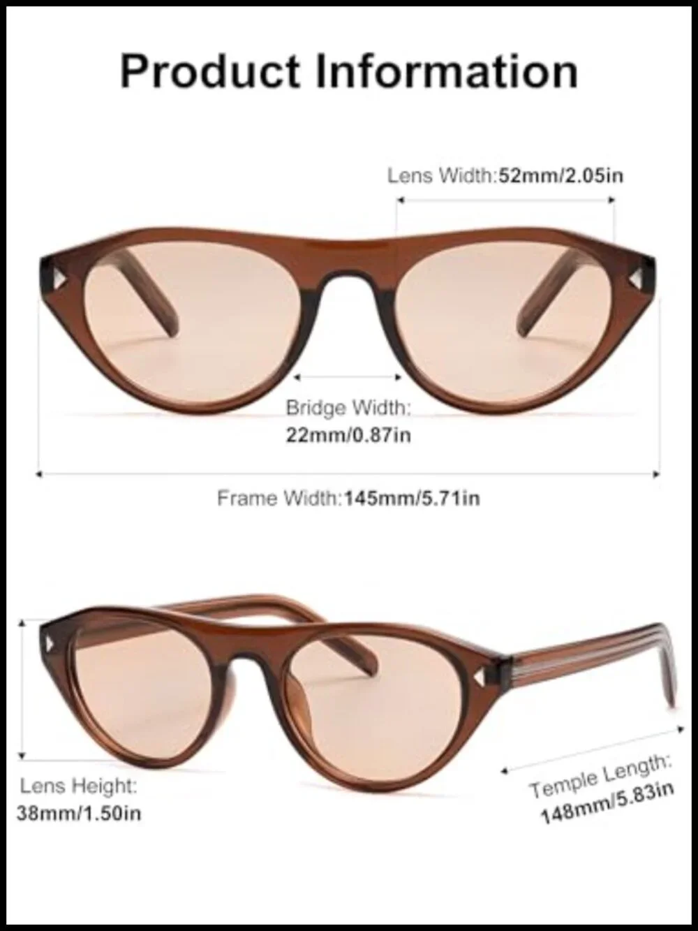 Retro Oval Frame Sunglasses UV400 Protection Cat Eye